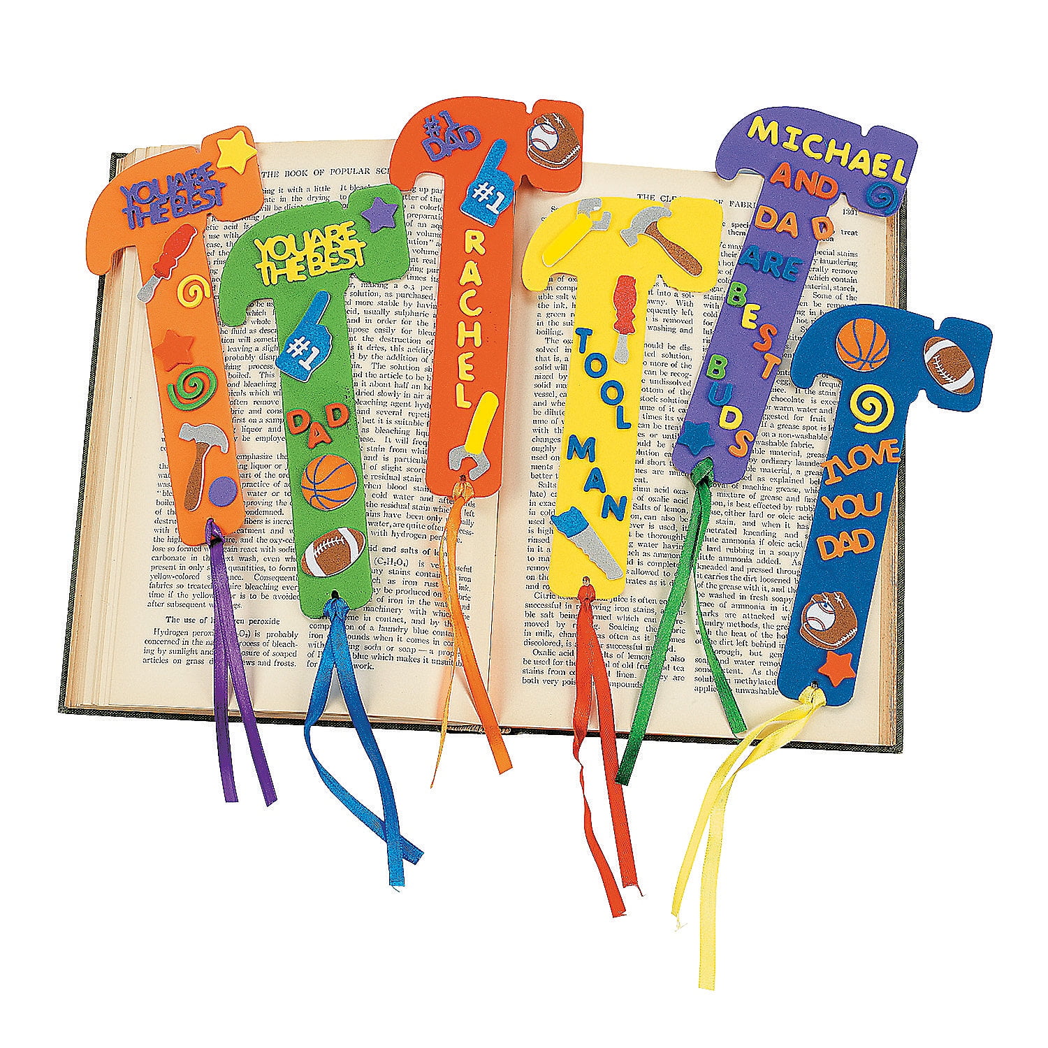 Fun Express Fabulous Foam Dad Bookmarks with Craft Kits, 24 Pieces