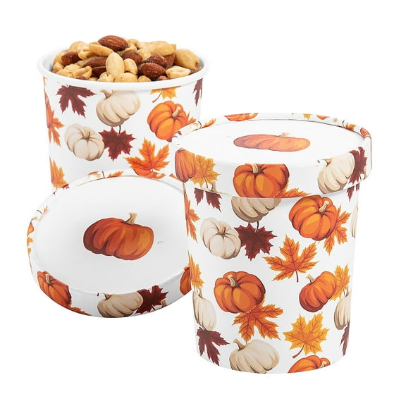 Fun Express Fall Snack Bowls with Lids - 12 Pc