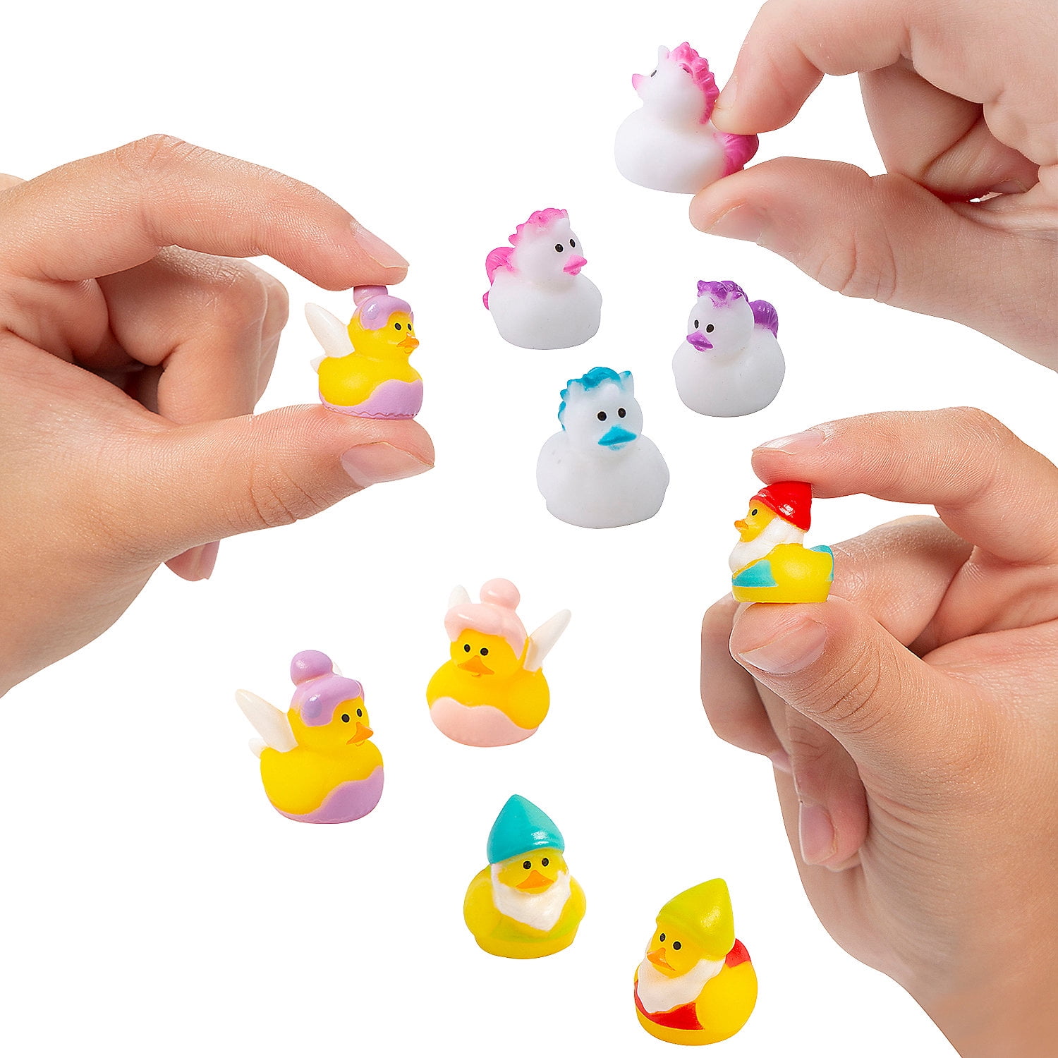 Fun Express Fantasy Multicolor Vinyl Micro Duck Assortment Kit – 72 Pieces