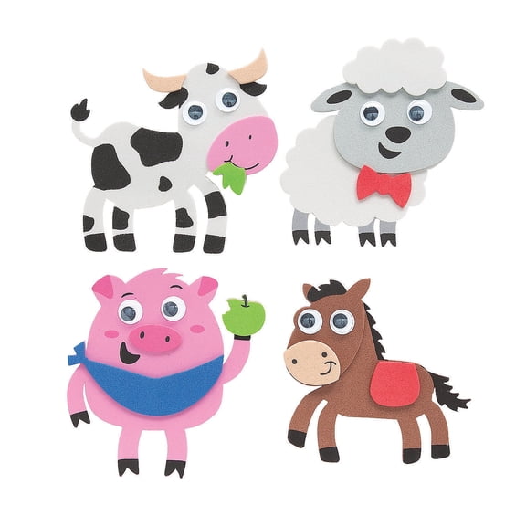 Fun Express Farm Animal Magnet Craft Kit - Fun DIY Craft Kits for Kids Ideal for Birthday Parties Party Favors and Special Occasions - Includes Colorful Farm Animal Designs - 12 Pieces
