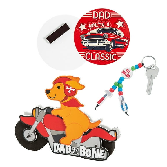 Fun Express Fathers Day Car Dad Craft Kit Assortment - Makes 36