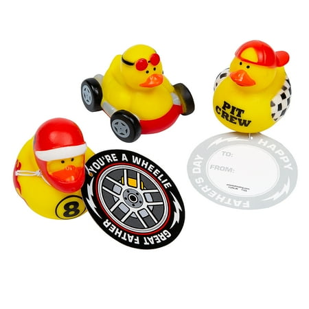 Fun Express Father's Day Race Car Rubber Ducks with Card for 12