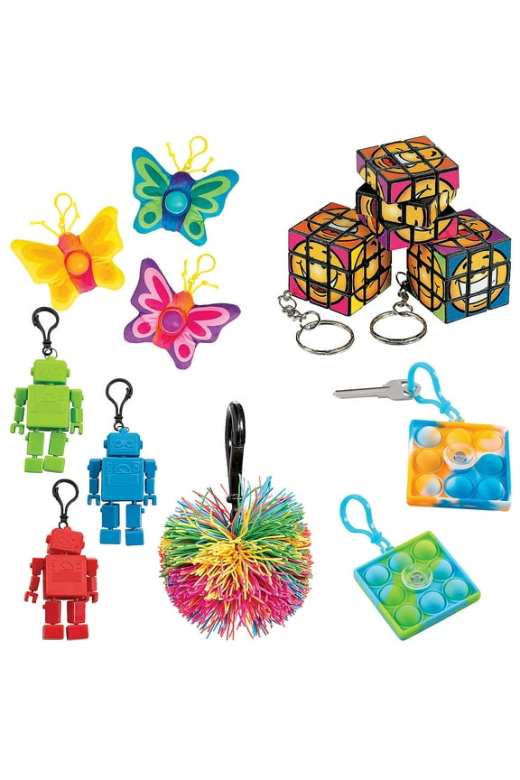 Fidget Toy Backpack Clip Assortment Bulk 54 Pc