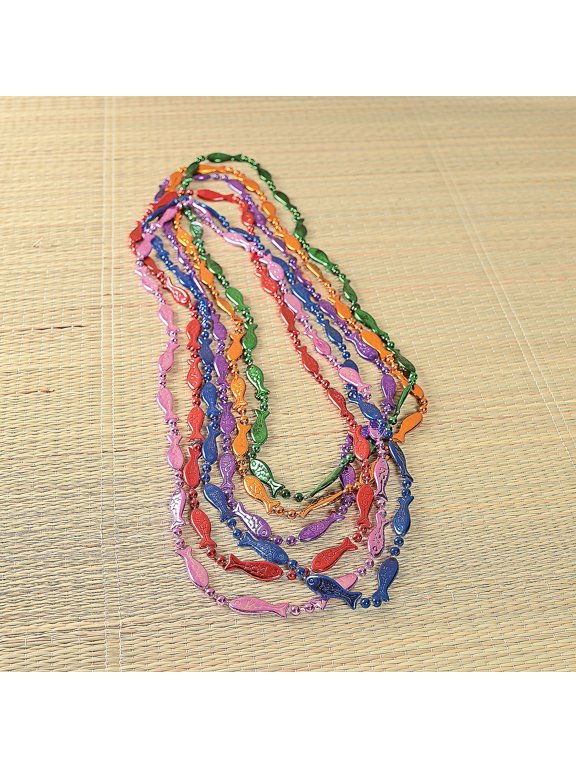 Fun Express Fish Bead Necklaces Colorful Jewelry Set for Crafts Parties DIY Projects & Special Occasions Vibrant Multi-Color Beads Perfect for Kids Activities & Creative Fun 48 Pieces