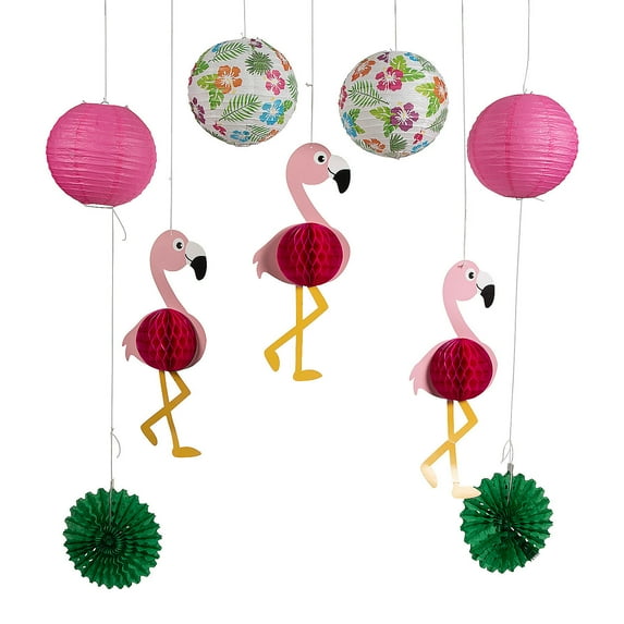 Flamingo Party Hanging Decorating Kit - 9 pieces