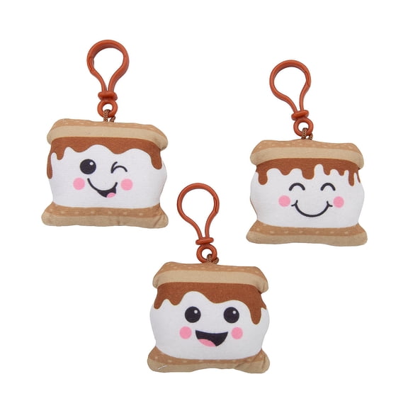 Fun Express Flat Stuffed Smore Backpack Clips - 12 Pieces, Vacation Bible School Supplies