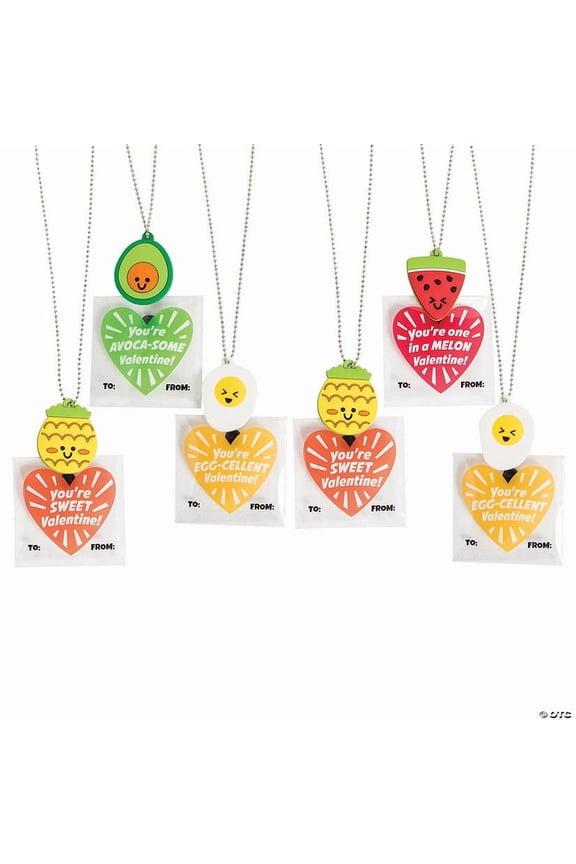 Bulk Food Necklace Valentine Exchanges with Card for 48