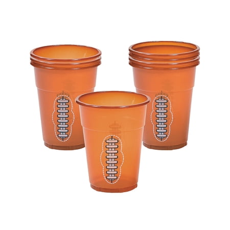 Fun Express Football Disposable Plastic Cups, 16 oz, Solid Print Football, Multicolor, 50 Count, (1 Pack)