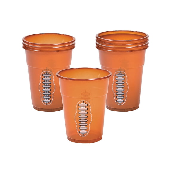 Fun Express Football Disposable Plastic Cups, 16 oz, Solid Print Football, Multicolor, 50 Count, (1 Pack)
