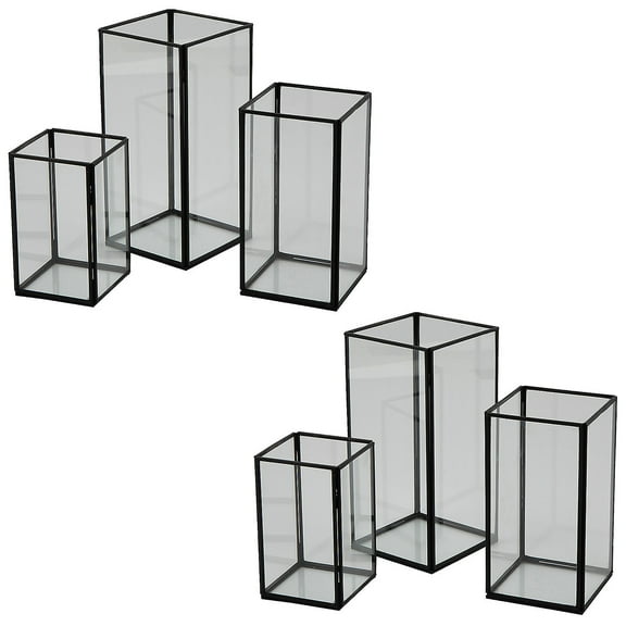 Fun Express Framed Glass Candle Holder Set, Black Bulk 12 Pieces