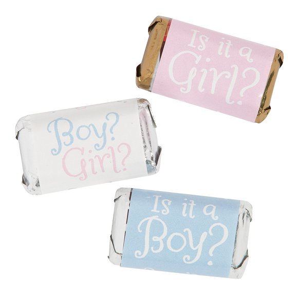 Fun Express Gender Reveal Mini Candy Bar Sticker Labels - 30 Pc