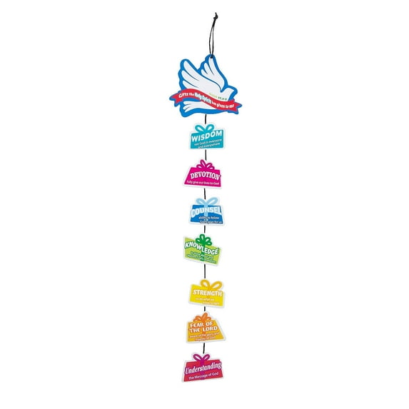 Fun Express Gifts of the Holy Spirit Mobile Craft Kit - Includes 12 Kits Religious Craft for Kids DIY - Perfect for Sunday School or Church Activities Multicolor - 12 Pieces
