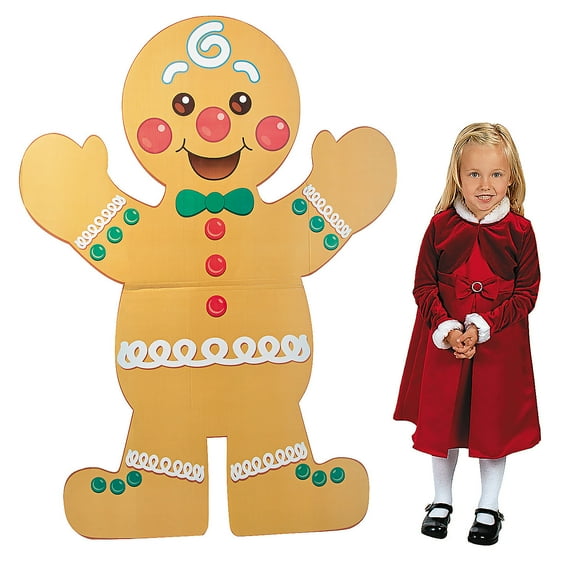 Fun Express Gingerbread 46" x 6 ft Man Stand-Up, Multicolor, Cardboard