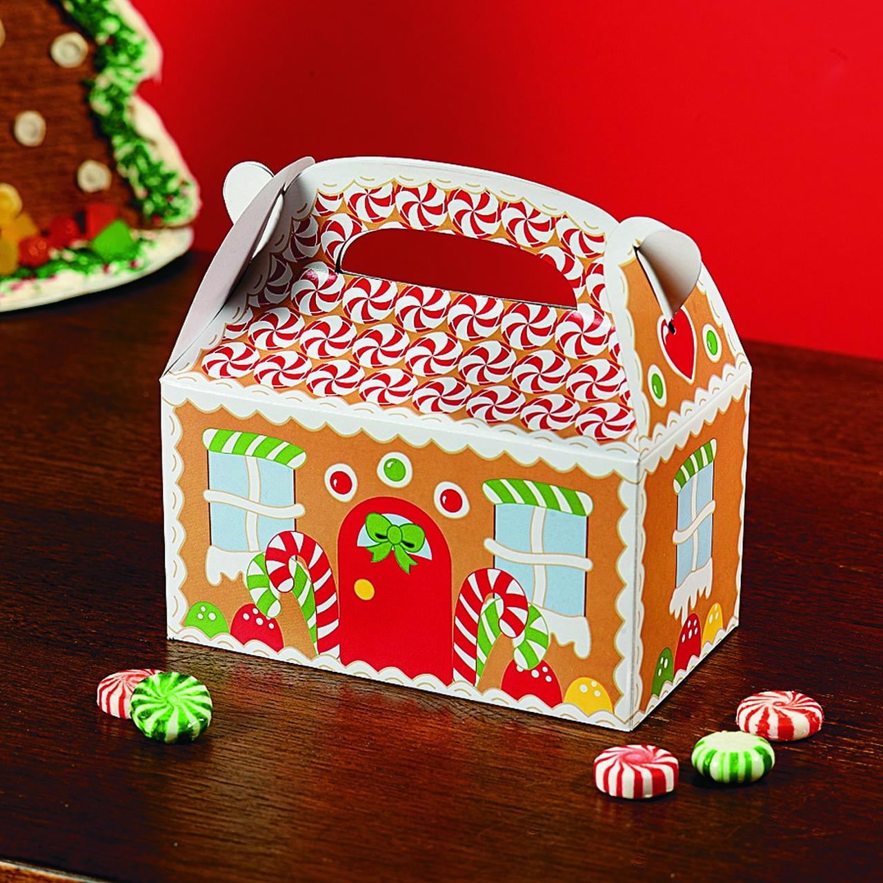 Fun Express Gingerbread House Cardboard Christmas Treat Boxes - 12