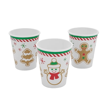 Fun Express Gingerbread Man, Snowman & Christmas Tree Party Paper Cups - 8 Pc
