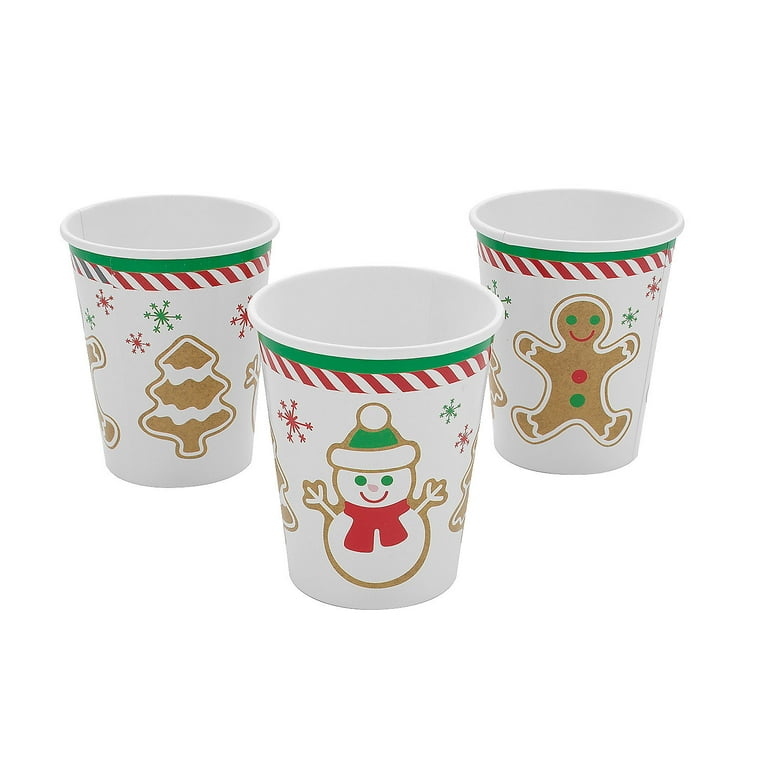 Fun Express Gingerbread Man, Snowman & Christmas Tree Party Paper Cups - 8 PC