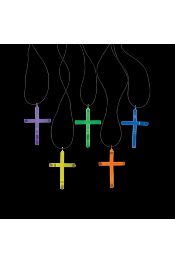 Glow Stick Cross Necklaces Religious Party Favors & Light-up Giveaways for Church Events Festivals & Special Occasions Perfect for Religious Celebrations 50 Pieces
