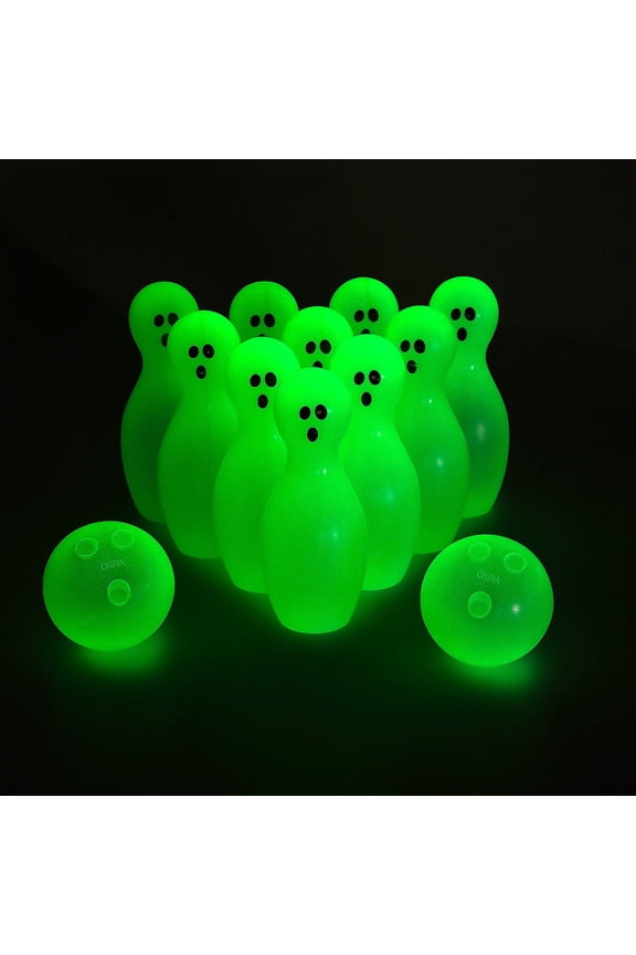 Ghost Pin Bowling Game Glow-in-the-Dark Halloween Plastic 12 Count