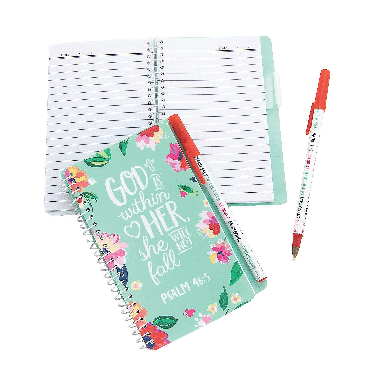 Fun Express God Is with Her Spiral Notebooks with Pens, Stationery, Party Supplies, 50 pages, 12 Pieces