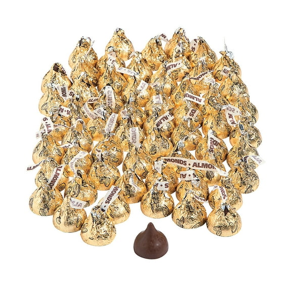 Fun Express - Gold Almond Bulk Hershey Kisses (4lb) for Wedding - Edibles - Chocolate - Branded Chocolate - Wedding - 400 Pieces