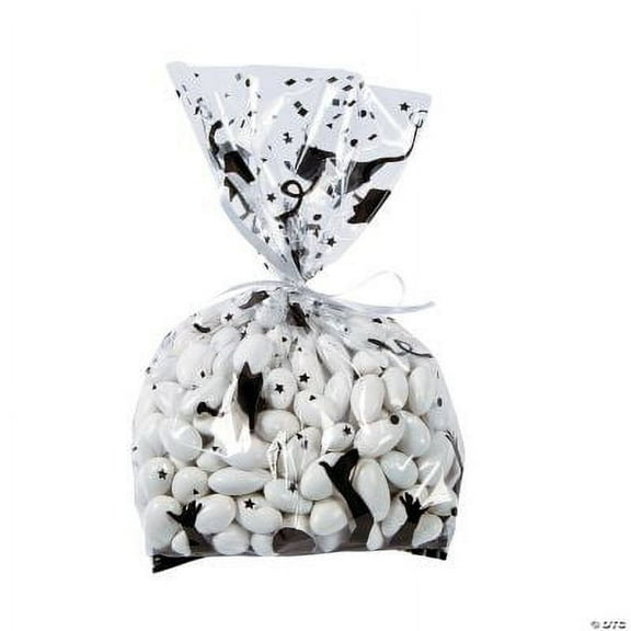 Fun Express Graduation Cellophane Black Party Bags, 24 Count