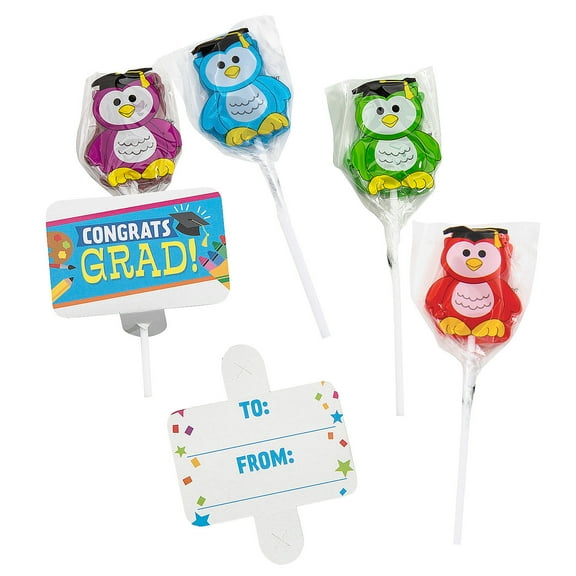 Fun Express Graduation Owl Lollipops with Card Handout Kit for 12