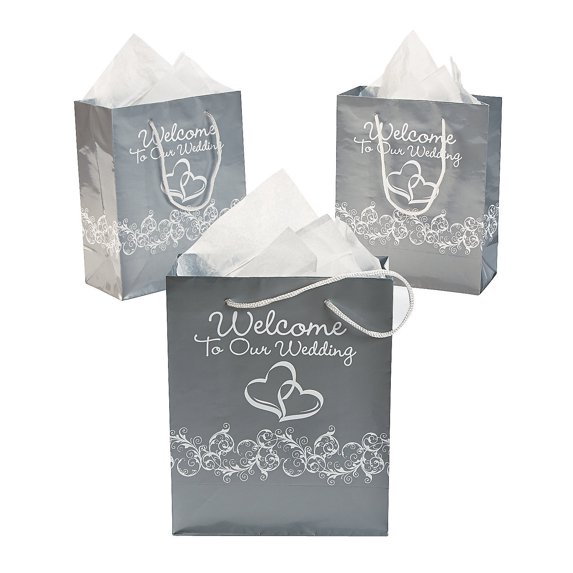 Fun Express Gray Gift Bags, 12 Count