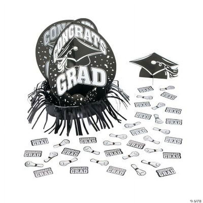 Black and White Graduation Party Table Decoration Kit, 23 Pieces