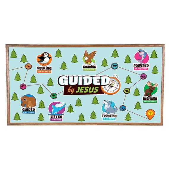 Fun Express Great North VBS Guided by Jesus Bulletin Board Decorating Set - 50 Pieces, Vacation Bible School Supplies