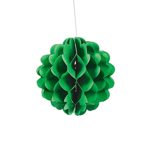 Fun Express - Green 8" Tissue Balls - Party Decor - Hanging Decor - Tissue - 12 Pieces