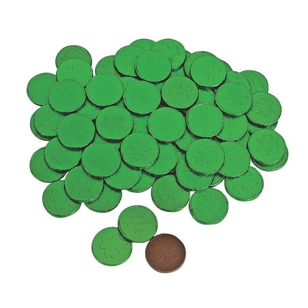 Fun Express Green Chocolate Coin Candy, Set of 68 Individually Wrapped