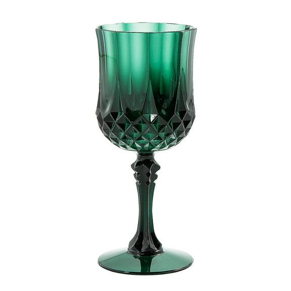 Green Plastic Patterned Plastic Wine Glasses - 12 Count