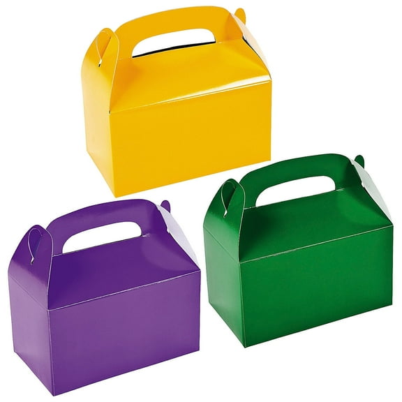 Fun Express Green, Yellow & Purple Gable Box Favor Kit for 36