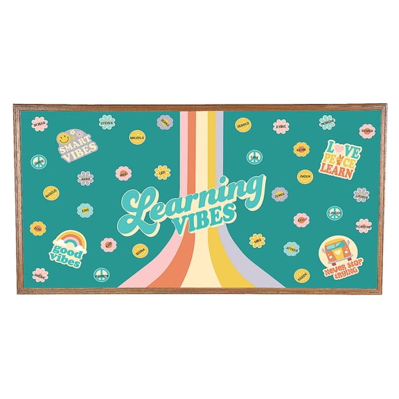 Fun Express Groovy Learning Vibes Classroom Bulletin Board Set - 45 Pc