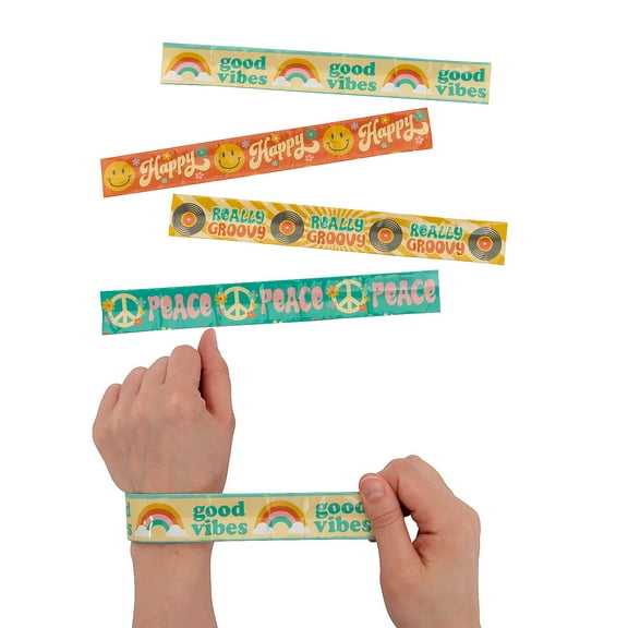 Fun Express Groovy Party Slap Bracelets - 12 Pc