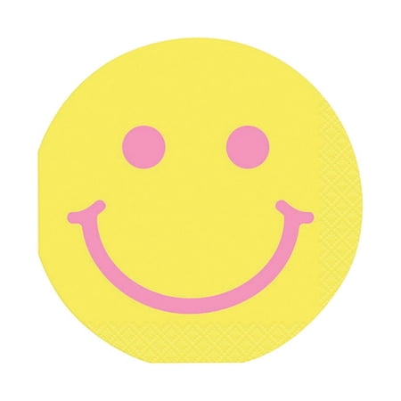 Fun Express Groovy Smile Face Round Beverage Napkins 16 Pieces