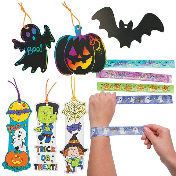 Fun Express Halloween Friend Characters Coloring Craft Kit Assortment - 148 Pieces