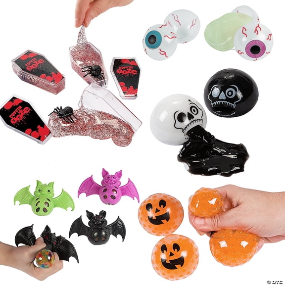 1 1/2" - 3 1/2" Bulk 60 Pieces Halloween Sticky & Slime Giveaway & Handout Kit