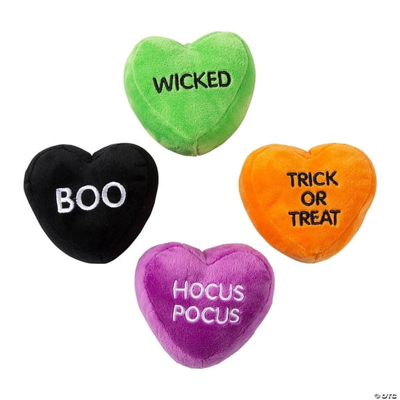 Halloween Stuffed Conversation Hearts - 12 Pieces