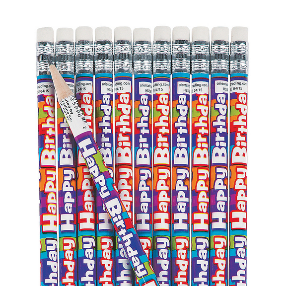Fun Express Happy Birthday Pencils for Birthday - 24 Pieces