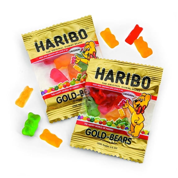 Fun Express Haribo Gummi-Bears Mini Packs, Perfect for the Office, Birthday Favor Candy, Quick Snacks, or Lunch Box Treats, Approx. 37 Individual Packs