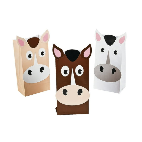 Fun Express Horse Treat Bags - Durable Reusable Party Favor Bags for Animal-Themed Events Horse Lovers Perfect Treats Gifts Party Supplies Great for Receptions Fairs & Special Occasions - 12 Pieces