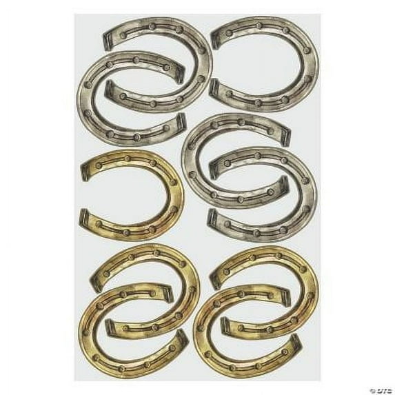 Fun Express Horseshoe Floor Clings - Fun and Colorful Birthday Party Decor for Themed Parties Easy to Apply - Perfect for Celebrations Special Occasions and Festive Events - 10 Pieces