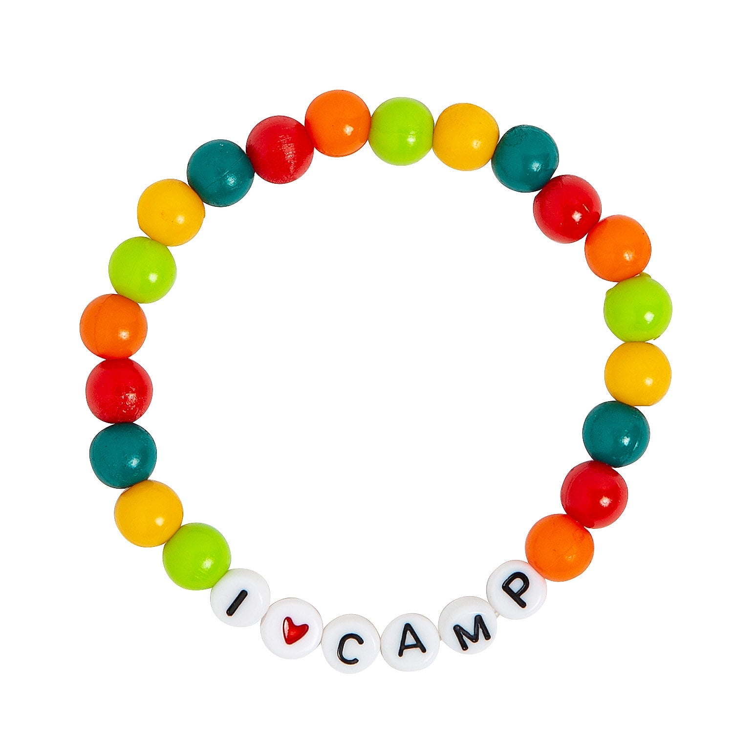 Fun Express I Love Camp Beaded Bracelet Craft Kit - DIY Craft Kit for Kids Perfect for Birthday Parties Camp-Themed Favors & Creative Fun Activities Great for Crafting at Camps & Events - 12 Pieces