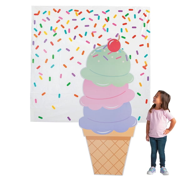 Fun Express Ice Cream Party Bright Multicolor Backdrop Kit - 2 Pieces