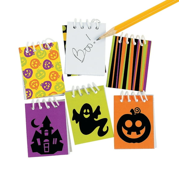 Fun Express Iconic Halloween Mini Notepads, Assorted Colors, 25 Sheets, 48 Count, 4 Pack