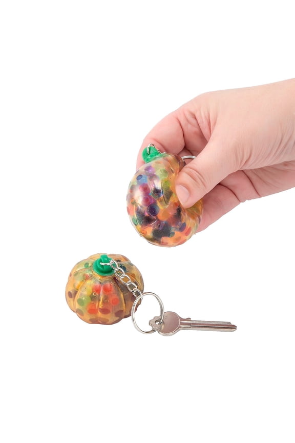 Jack-O-Lantern Gel Bead Keychains - 12 Pieces