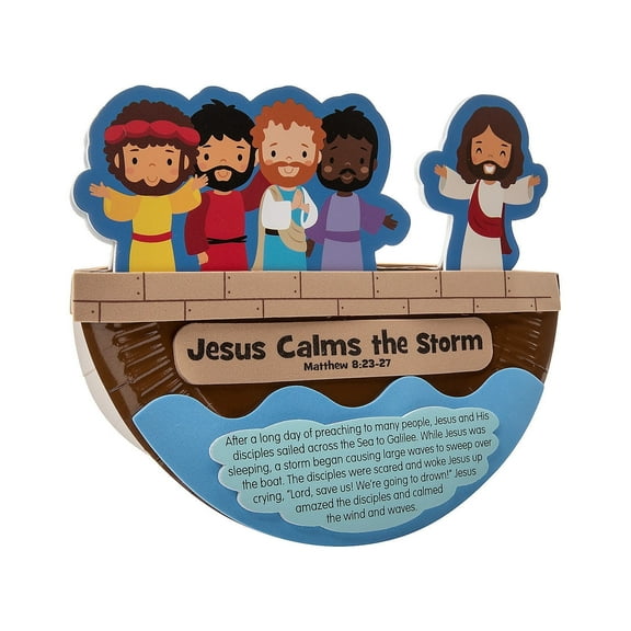 Fun Express Jesus Calms the Storm Rocking Paper Plate Craft Kit  DIY Religious Craft for Kids Perfect for Vacation Bible School 2024 & Sunday School Activities  12 Pieces