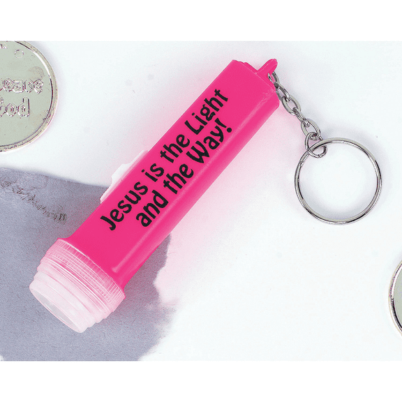 Fun Express Jesus Is Light Flashlight Keychains – LED Light-Up Keychains for Party Favors Inspirational Gifts for Weddings Events & Special Occasions Compact & Durable Design – Set of 12 Pieces