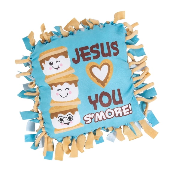 Fun Express Jesus Loves You Smore Fleece Tied Pillow Craft Kit - Makes 6